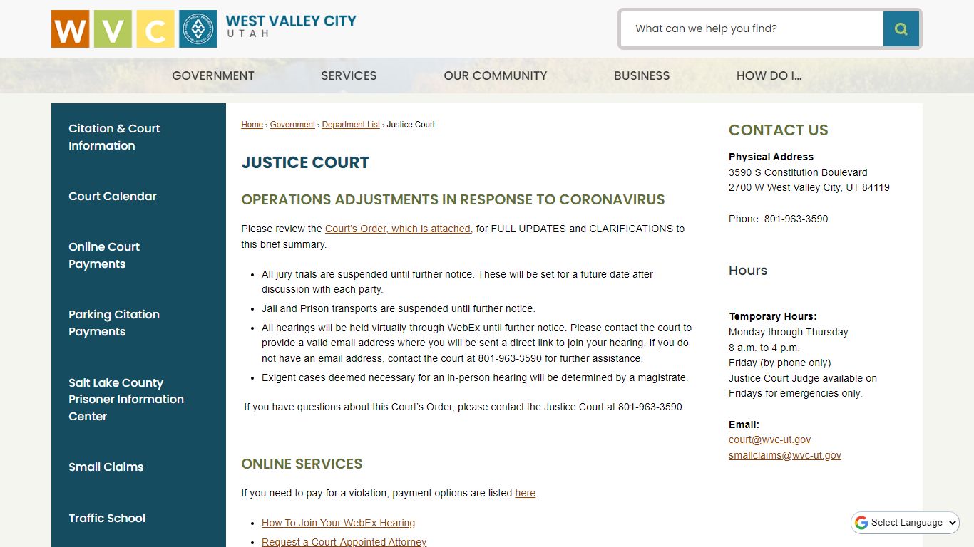 Justice Court | West Valley City, UT - Official Site