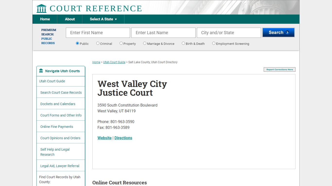 West Valley City Justice Court - CourtReference.com