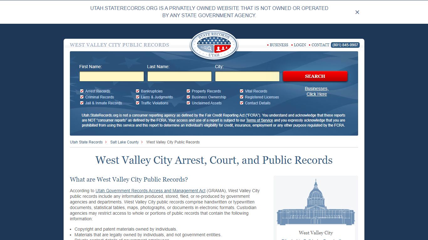 West Valley City Arrest, Court, and Public Records