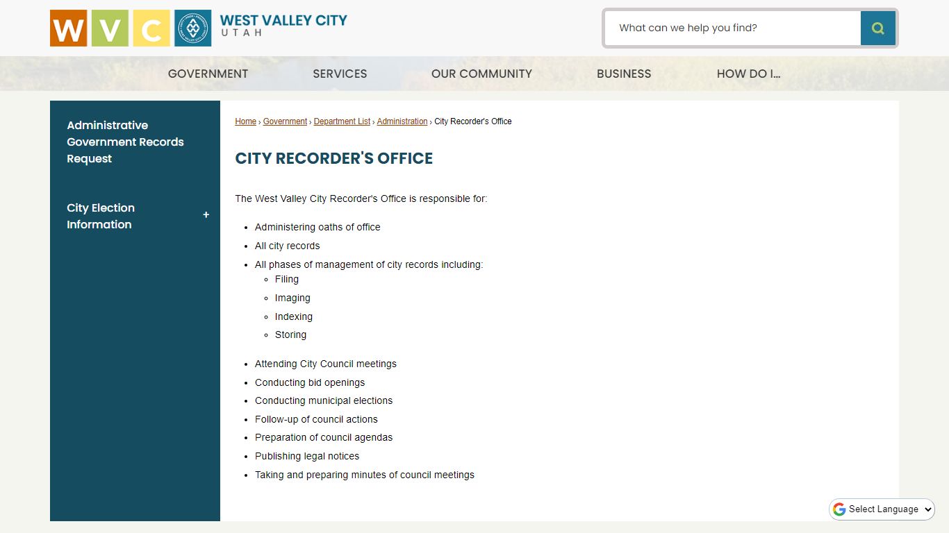 City Recorder's Office | West Valley City, UT - Official Site