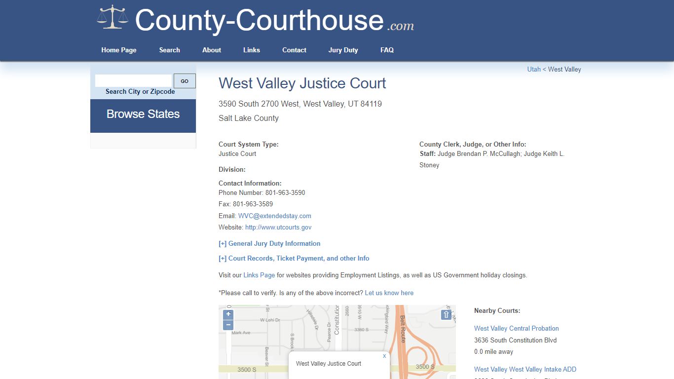 West Valley Justice Court in West Valley, UT - Court Information